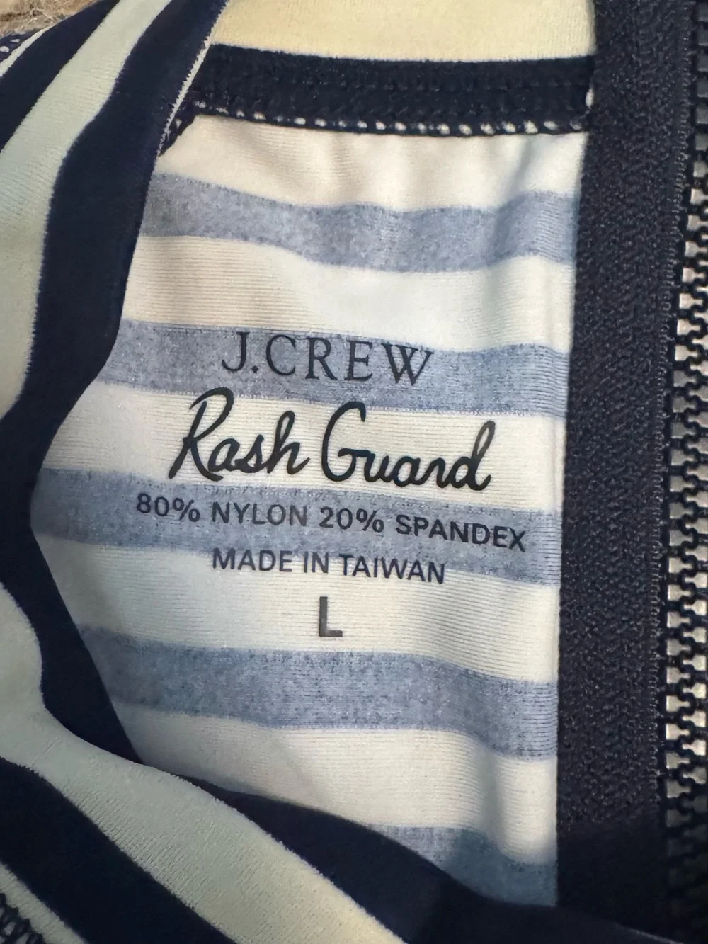 Jcrew long sleeve Rash Guard in classic blue/cream stripes